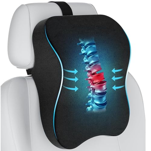 Image of zaxty Ergonomic Memory Foam Car Neck Pillow - Comfort & Support for Neck /Back Pain, Breathable Cover, Durable Headrest, Ideal for Car & Office. (1)