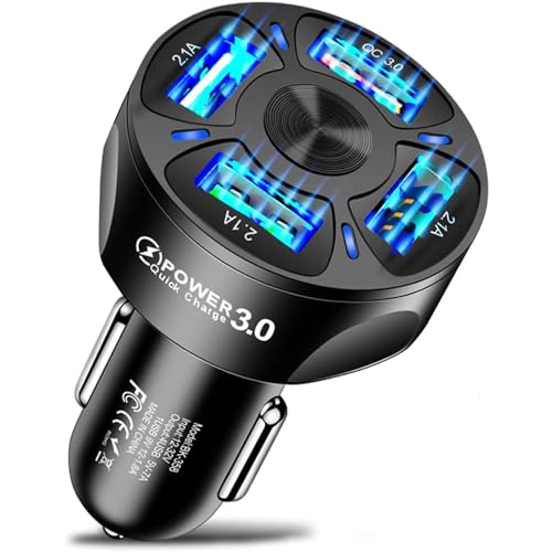 OHVBAEON 4 Port Car Charger, Cigarette Lighter Usb Charger, 3.0 Quick Car Phone Charger 7A Fast Car Charger Adapter For Mobile Tablets And Other Devices