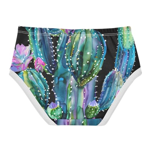 Cotton Toddler Underwear Floral Watercolor Green Cacti Floral Black Panties for Girl Stylish Kids Briefs Undies 2t2
