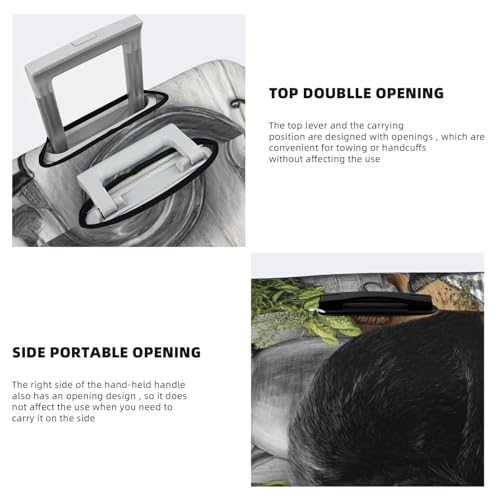Black Cat On Kitchen Counter Vintage Elastic Travel Luggage Covers Dustproof Scratch-Resistant Suitcase Protector Fit 22-24 Inch3