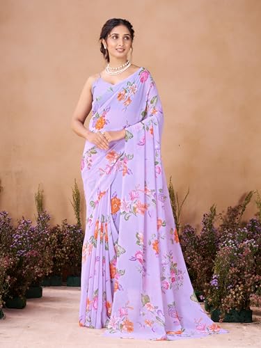 Image of Garden Vareli Women Georgette All Over Floral Printed Saree