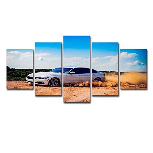 Art Mural BMW pour Grand Mur Vide Tableau 5 Panneaux Prêt à Suspendre 150x75cm