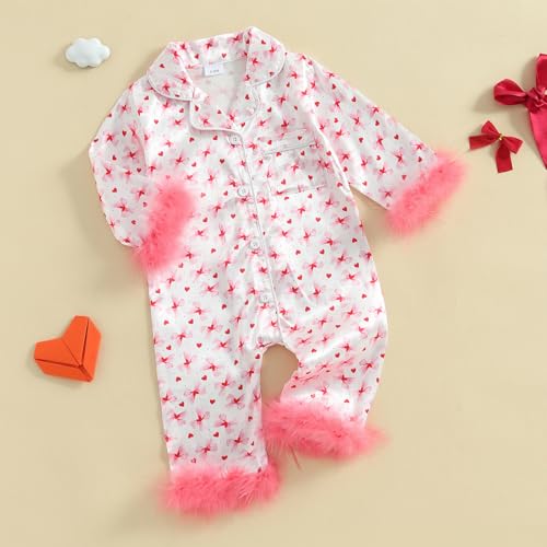 Kuriozud Baby Girl Silk Pajamas Feather Cuffs Romper Stain One-Piece Jumpsuit Pjs Lapel Button Down Nightgown2