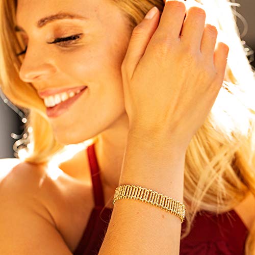 Lifetime Jewelry Riccio Bar Bracelet 24K Real Gold Plated For Women And Men (10Mm & 13Mm) (Gold (13Mm), 7 Inches) #TOP1