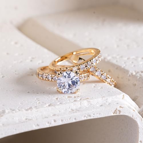 KEAO ELOISE 3-Piece Wedding Band Set with 2 Carat Round Brilliant Cut Simulated Diamond – Women's Eternity Bridal Jewelry2