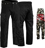 German Wear Motorradhose Herrren Motorradjeans Futter aus Aramid Cargohose mit geprüfte Protektoren rutsch brandfeste Biker Jeans in schwarz 34W / 34L Schwarz