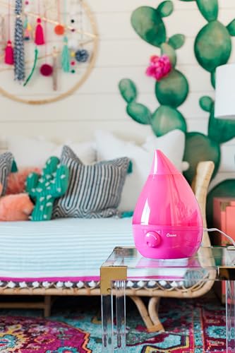Image of Crane Ultrasonic Humidifiers for Bedroom and Office, 1 Gallon Cool Mist Air Humidifier for Large Room and Home, Humidifier Filters Optional, Pink