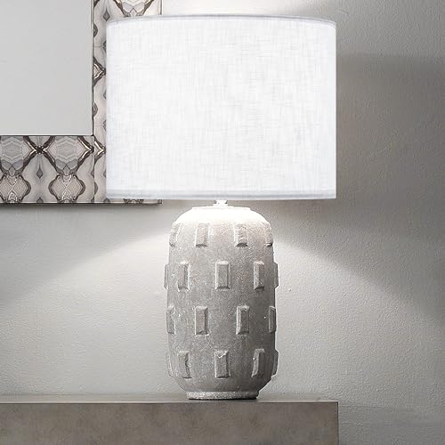 Go&So White Textured Drum Lampshade Medium Lamp Shade 13 Inch Top X 13 Inch Bottom X 10 Inch High (Spider) Modern Linen Lamp Shades For Table Lamp & Bedside Lamp thumb #5
