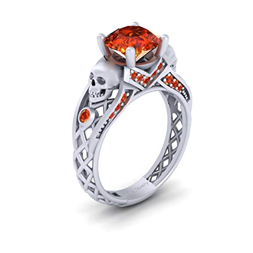 Bague or blanc 10 carats oxyde zirconium orange durable sans ternir