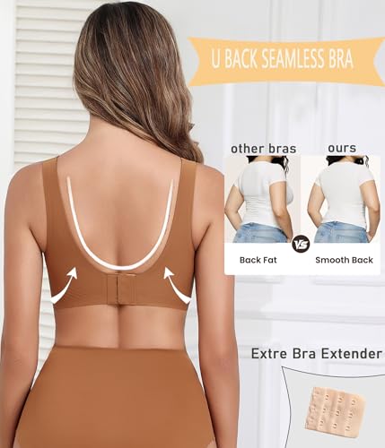 Image of Avidlove Wireless Bras for Women Comfortable Jelly Bra Deep V Seamless Bralette Full Coverage Padded Bralette Everyday