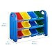 ECR4Kids 3-Tier Toy Storage Organizer with Bins, Blue with 12 Assorted-Color Bins, GREENGUARD Gold Certified Toy Organizer and Storage for Kids’ Toys, Kids’ Toy Storage (ELR-0216)