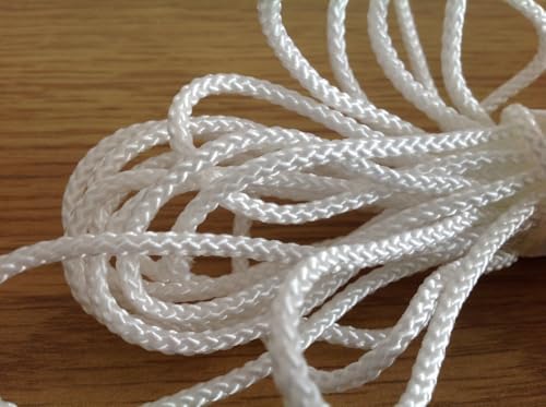 Braided Nylon Cord, 2.5mm x 10 Metres, White