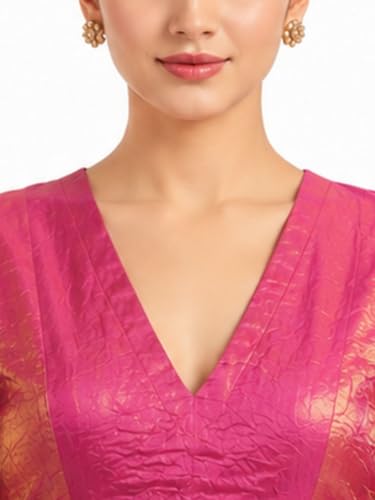 Image of Thevasa Women's Everyday Divine Depth V Neck Half Sleeves Blouse