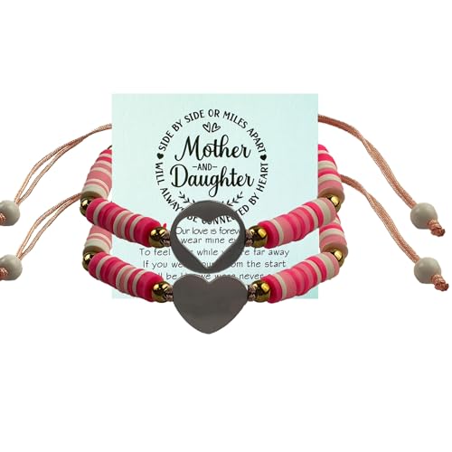 Image of KIDZVEFUN Mother Daughter Bracelets, Matching Bracelets for Mommy Daughter Son Friend Ship Christmas Day Presents Touch Permanent Gift Mother's Day