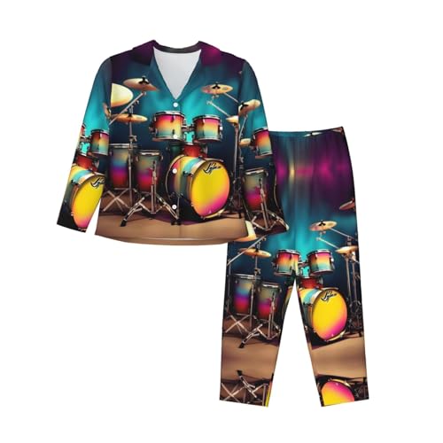 Ensemble pyjama manches longues vêtement de nuit imprimé batterie cool 2 pièces