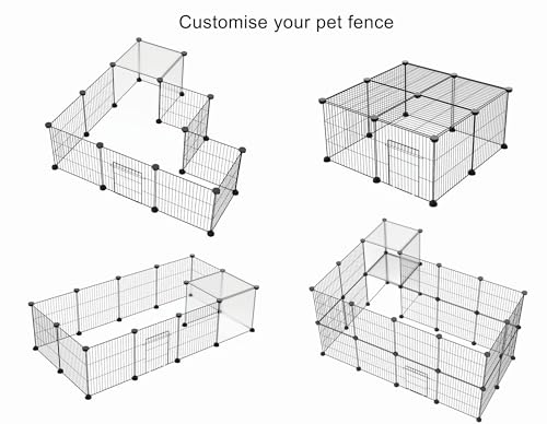 HOMIDEC Rabbit Run,Puppy Pen with Door,Encrypted Wire Mesh Cages14 Panels Indoor/Outdoor DIY Metal Pet Fence for Puppy,Rabbit,Kitten,Hamster,Guinea Pig,Turtle,Hedgehog.Black(140x70x35CM) - Image 8