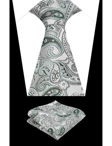 Image of Alizeal Mens 3.15'' Vintage Paisley Tie Pocket Square Set | Elegant Perfect for Banquet Wedding and Party