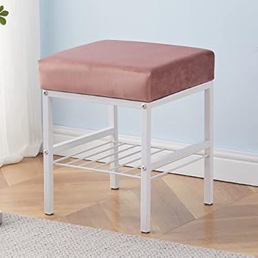 AMAZON - Cpintltr Multifunctional Vanity Stools Velvet Footstool Ottoman Shoe Changing Stool Makeup Stool Footrest Vanity Stool Small Footstool Pouf Ottoman Ottoman Stool for Makeup Room Dusty Pink