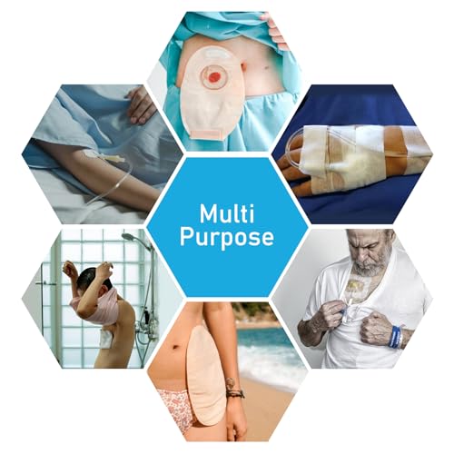 KONWEDA 25 Pcs Waterproof Ostomy Bag Shower Cover 10\"x10\", Stoma Bath Protector Shield Film Adhesive Dressing Bandage for Ostomy Supply Guard Accessory - Thumbnail 7