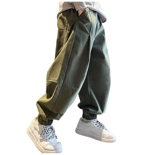 Boys Cargo Joggers Pants Kids' Stretch Elastic Waist Casual Jogging Trousers Bottom for Kids 7-8 Years