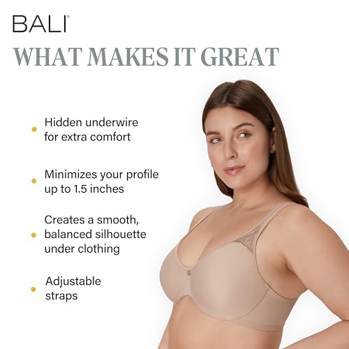 Image of Bali Women's Minimizer Bras for Women - Passion for Comfort Underwire Bras - Adjustable Support, Plus Size Women