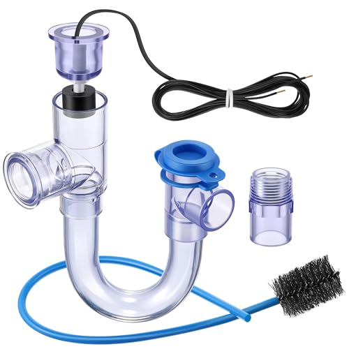 Image of Feekoon 1 Pack Condensate Trap with Built in Overflow Switch, 3 /4 inch Standard PVC U Trap for HVAC System, Air Conditioner, Smart Drain Kit for Condensate Overflow Detection, with Cleaning Brush (Clear)