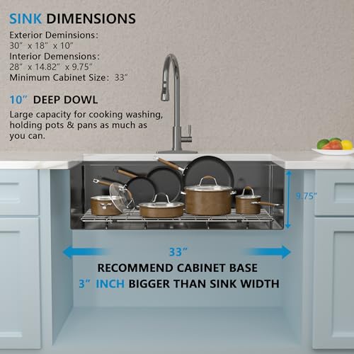 Image of 30 inchx18 inch Undermount Black Kitchen Sink Workstation - Gunmetal Black NANO-PVD, 16 Gauge T304 Stainless Steel, Under Counter Round Corners Single Bowl Sink Basin with Ledge