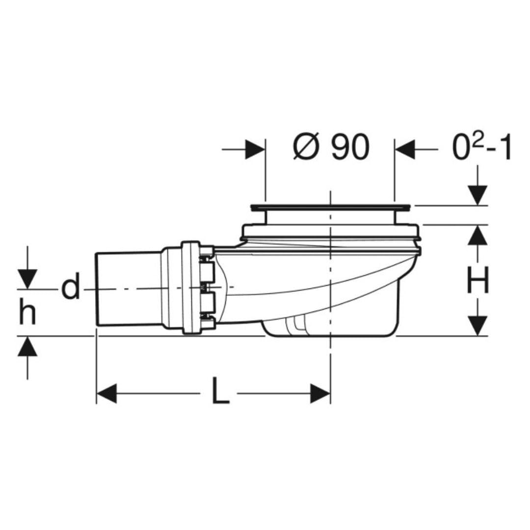 Geberit siphon de douche Ø90 avec bouchon et sortie PE 50 mm - 150.552.21.1