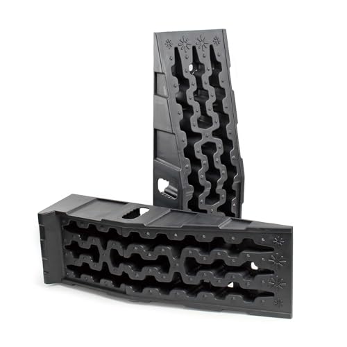 Wiltec Auffahrrampe für Pkw 2er Set bis 5 t Traglast, robuste Autorampen aus PP, Unterlegkeile 90,5 x 30 x 21,5 cm, Auffahrkeile mit rutschsicherem Boden, ideal für Wartungsarbeiten