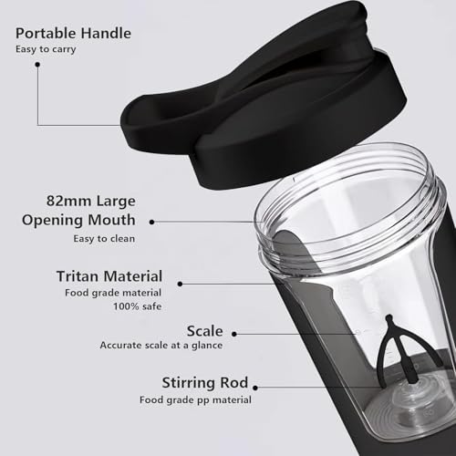 Image of AMITYUNION Electric Protein Shaker Bottle for Gym | Automatic Protein Mixer Bottle | Portable Blender Shaker Cup for Whey Protein, Milk, Coffee & Supplements | Leakproof Gym Sipper Bottle 450ml