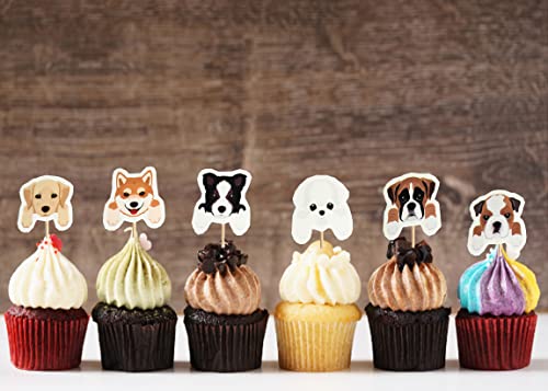 Set Of 24 Puppy Cupcake Toppers Dog Adoption Pet Birthday Party Cake Decoration Supplies #TOP5