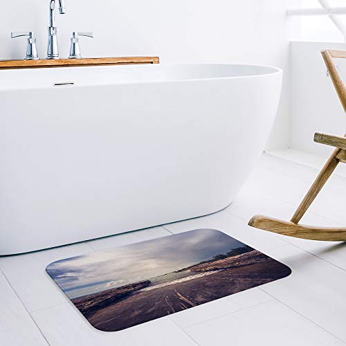 Shower Curtain Set with Bath Rug, Island Forest Lanscape Bathroom Accessories Decor Polyester Fabric Shower Curtains with Hooks 60\"x72\" and Non-Slip Bath Mat 18\"x30\"