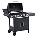 Outsunny 4+1 Burner Gas BBQ Grill with Wheels 125L x 51W x 100Hcm Black