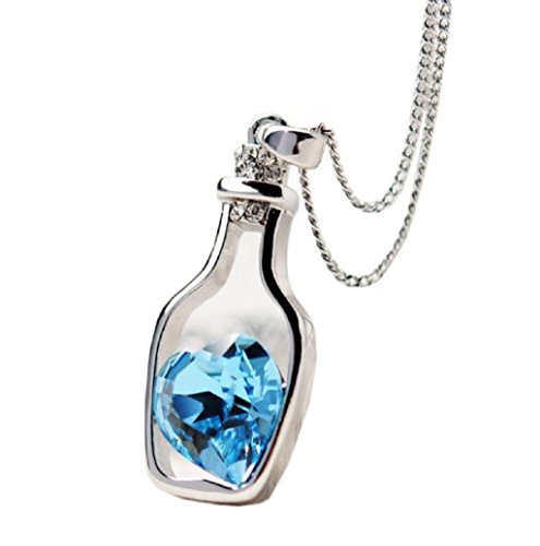 Preisvergleich Produktbild Anhänger Rosennie Damen Mode Kristall Halskette Liebe Drift Flaschen (Blau)
