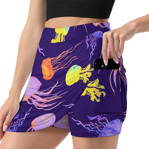 Jupe short de tennis Couleur Pieuvre anti frottement avec poche de rangement