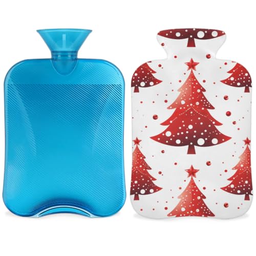 Hot Water Bottle with Soft Cover,2L Colorful Tree Hot Water Bag for Hot and Cold Compress, Hand Feet Warmer, Oil Painting Tree Rubber Hot or Cold Water Bottle Halloween Christmas Decorations