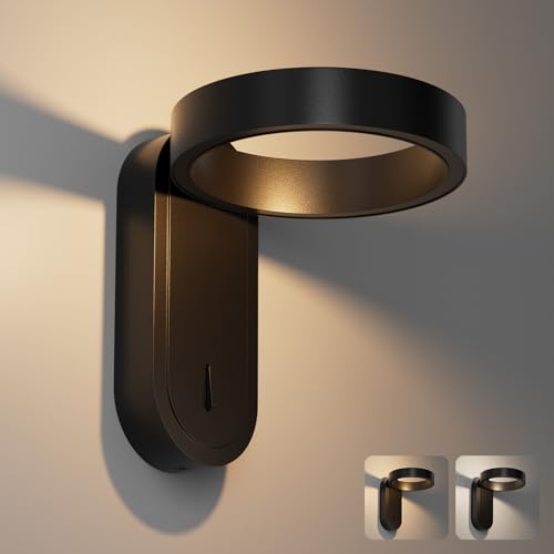 Klighten LED Applique murale Interieur, 3000K/4000K Lampe Murale, Luminaires intérieur 330° Orientable, avec interrupteur, pour Chambre Salon Escalier,...