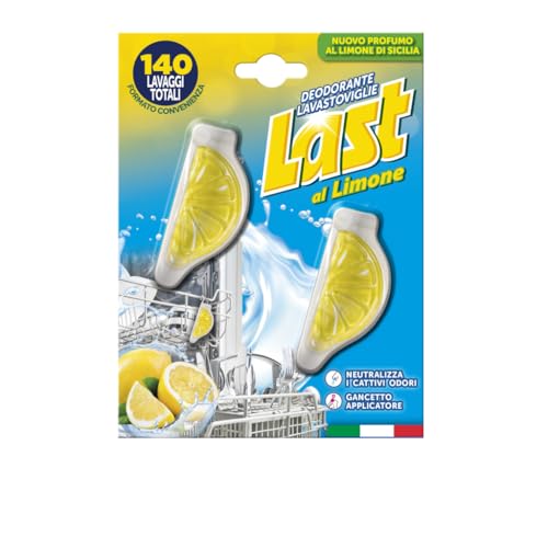 Last, Desodorante Lavastoviglie, con Fórmula 3 en 1, Elimina i Cattivi Odori, Efficace fino a 70 Cicli di Lavaggio, Profumo di Limone 6 + 6 ml