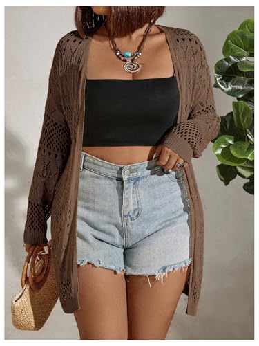 Women's Plus Size Lightweight Open Front Cardigan Sweater Long Sleeve Knit Outwear Fall Cardigan3