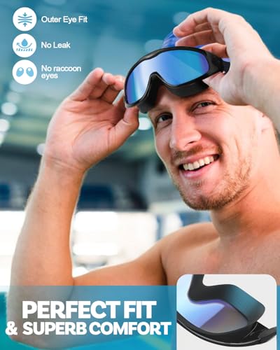Image of Swim Goggles 2 Pack, Wide View Anti Fog&UV Swimming Goggles for Audlt, No Leaking Swim Glasses for Men Women Youth