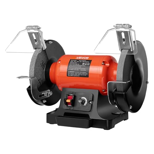 VEVOR Bench Grinder, 8-inch Variable Speed Bench Grinder, 2000-3450RPM Table Grinders with 550W 5.0A Induction Motor, 36/60-Grit Grinding Wheel & Adjustable Eye Shield for Sharpening Grinding