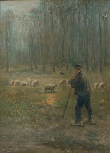 Abstrait peinture de Jozef Israels le berger grand format 60x90