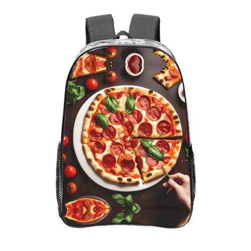 Sac à dos transparent imprimé pizza pour le sport et le travail urbain