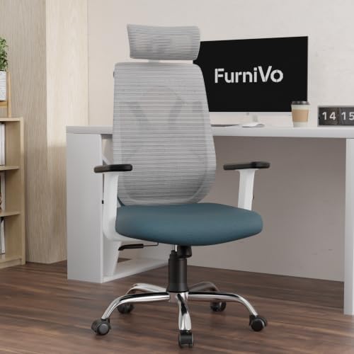Furnivo Titan Ergonomic Office Chair, White Blue - Image 4