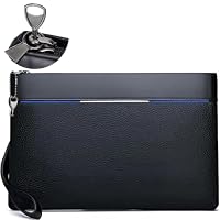Eshow Handgelenktasche Herren Vintage Herrenhandtasche aus PU-Leder Clutchtasche mit RFID Blocker Kartenfach für Reise & Business Schwarz