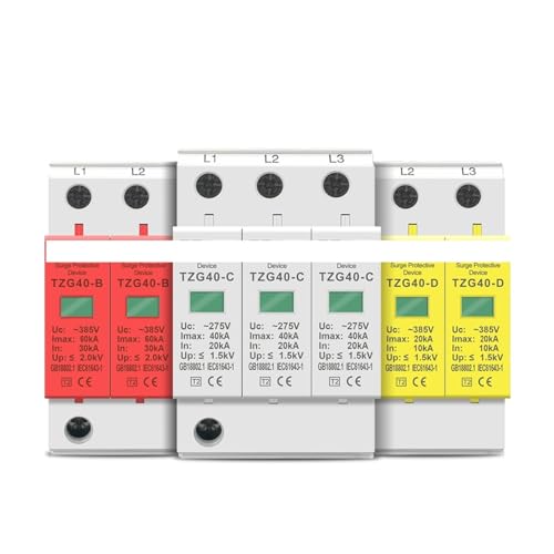 TSIOHKBS AC SPD 3P 10-20KA 20-40KA 30-60KA 275V 385V House Surge Protector Protective Low-Voltage Arrester Device (275V,30-60KA)
