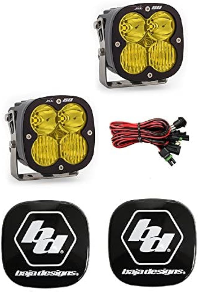 Baja Designs XL80 LED Pair Driving/Combo Amber Light Kit & Rock Guards Black