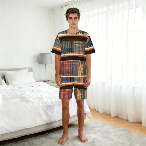 Pyjama manches courtes homme imprimé bibliothèque stretch doux - 3