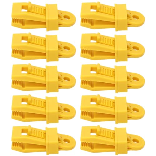 10Pcs Tarp Clips Heavy Duty Lock Grip, Tarp Clamps Heavy Duty Tent Fasteners Clips Holder Lock Grip Outdoor Camping Canopy Clips Tarp Clamps Tent Clip Outdoor Camping Caravan Car Awning Pool(Yellow)