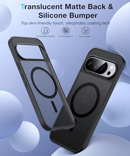 Image of [NO.1 Magnetic for Google Pixel 10 Pro XL Case with MagSafe [Military Shockproof][Translucent Matte][Anti-Fingerprint] Soft Silicone Bumper for Google Pixel 10 Pro XL Phone Case Slim,Black
